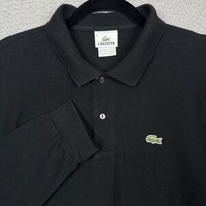 Lacoste Polo Shirt Mens XL‎ Black Long Sleeve Size 6 Preppy Office Career Logo